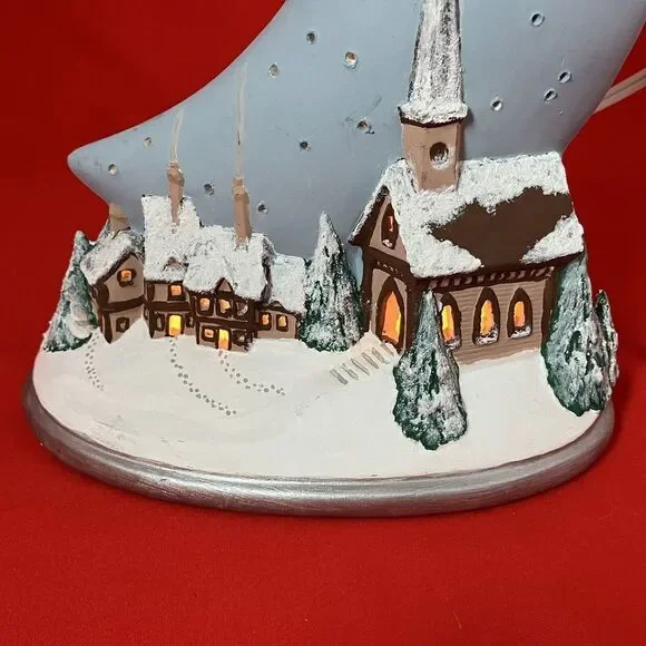 Gare Ceramic Silent Night Moon Scenic Christmas Winter‎ Snow Church  W/ Light #3 - Picture 7 of 16